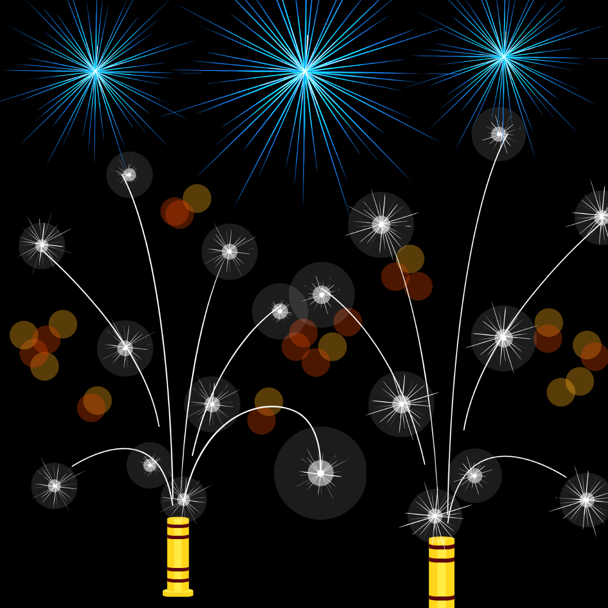 Firework With Bursting Crackers Vector Template