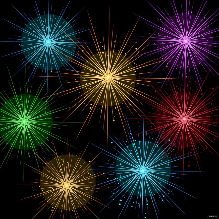 Colorful Fireworks Vector in Illustrator, PSD, EPS, SVG, JPG, PNG