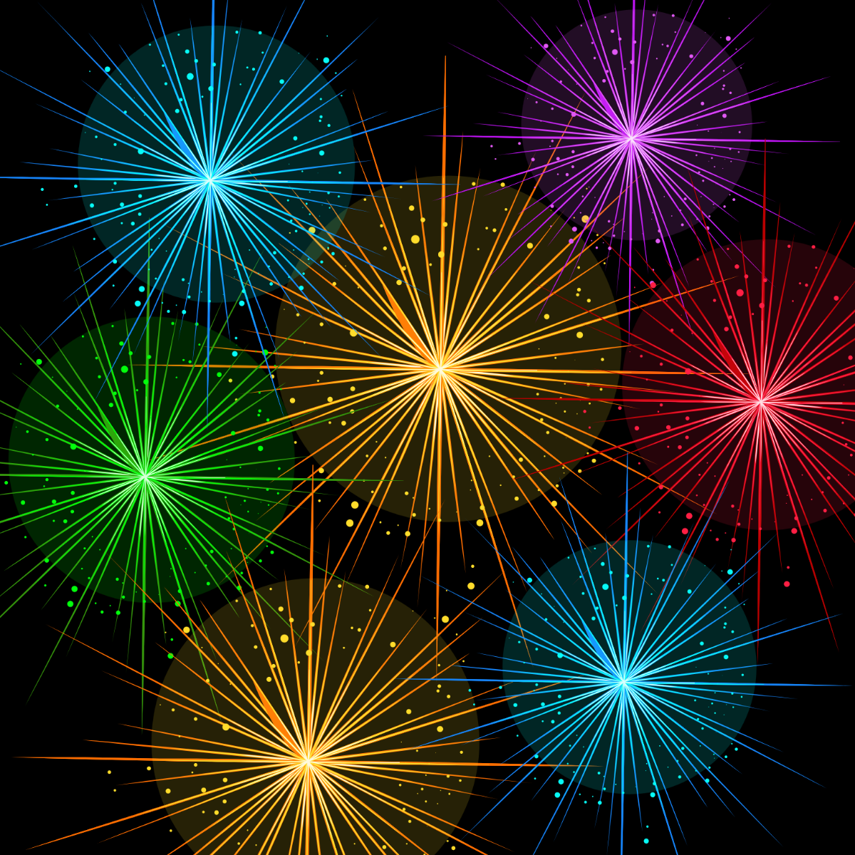 Colorful Fireworks Vector Template