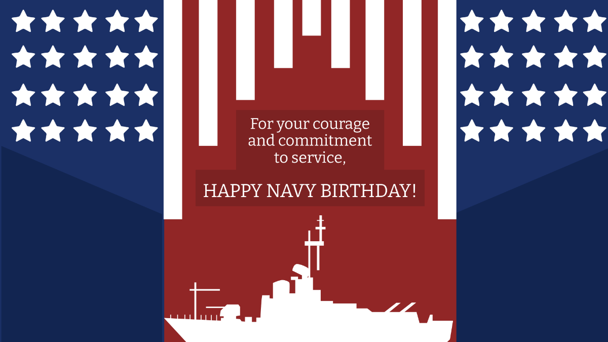 Navy Birthday Greeting Card Background Template