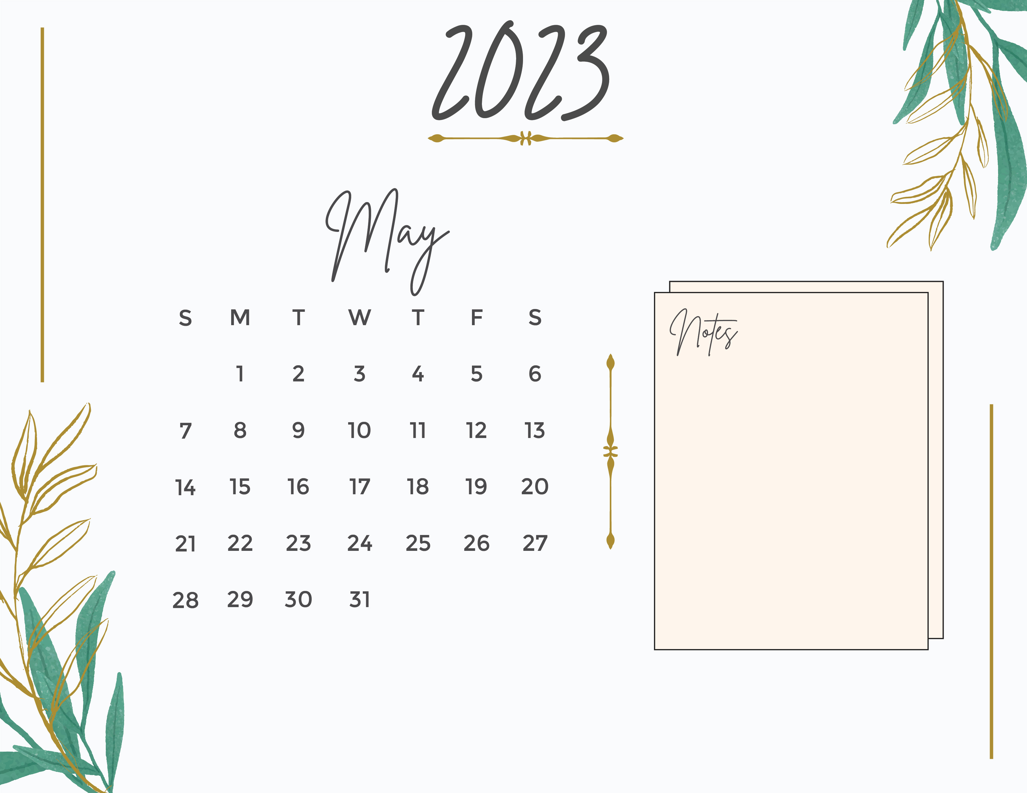Free Calligraphy 2023 Calendar Template to Edit Online
