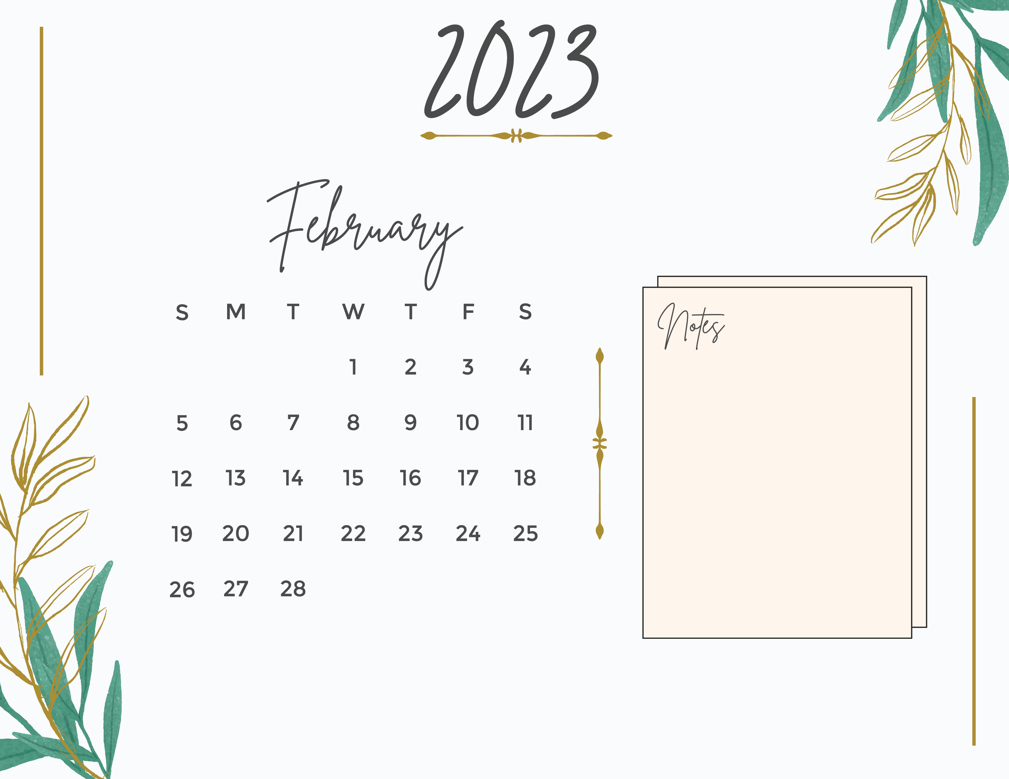 Free Calligraphy 2023 Calendar Template to Edit Online