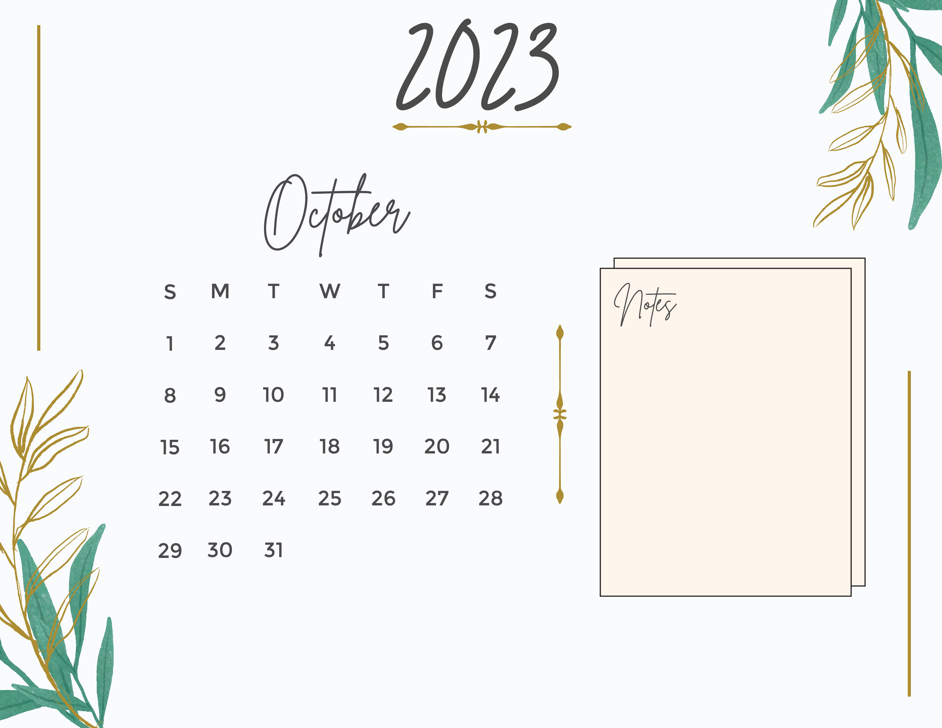 Free Calligraphy 2023 Calendar Template to Edit Online