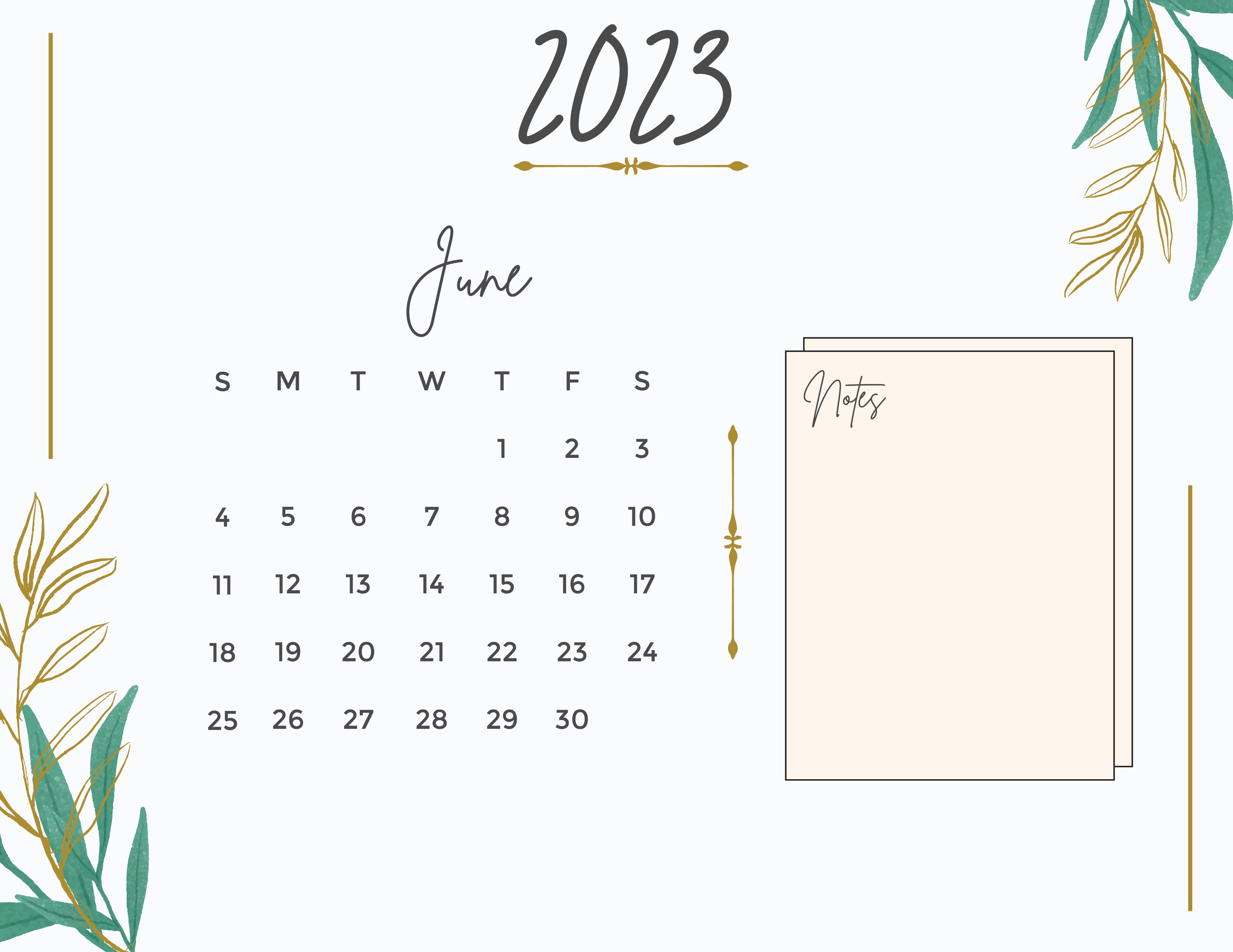 Free Calligraphy 2023 Calendar Template to Edit Online