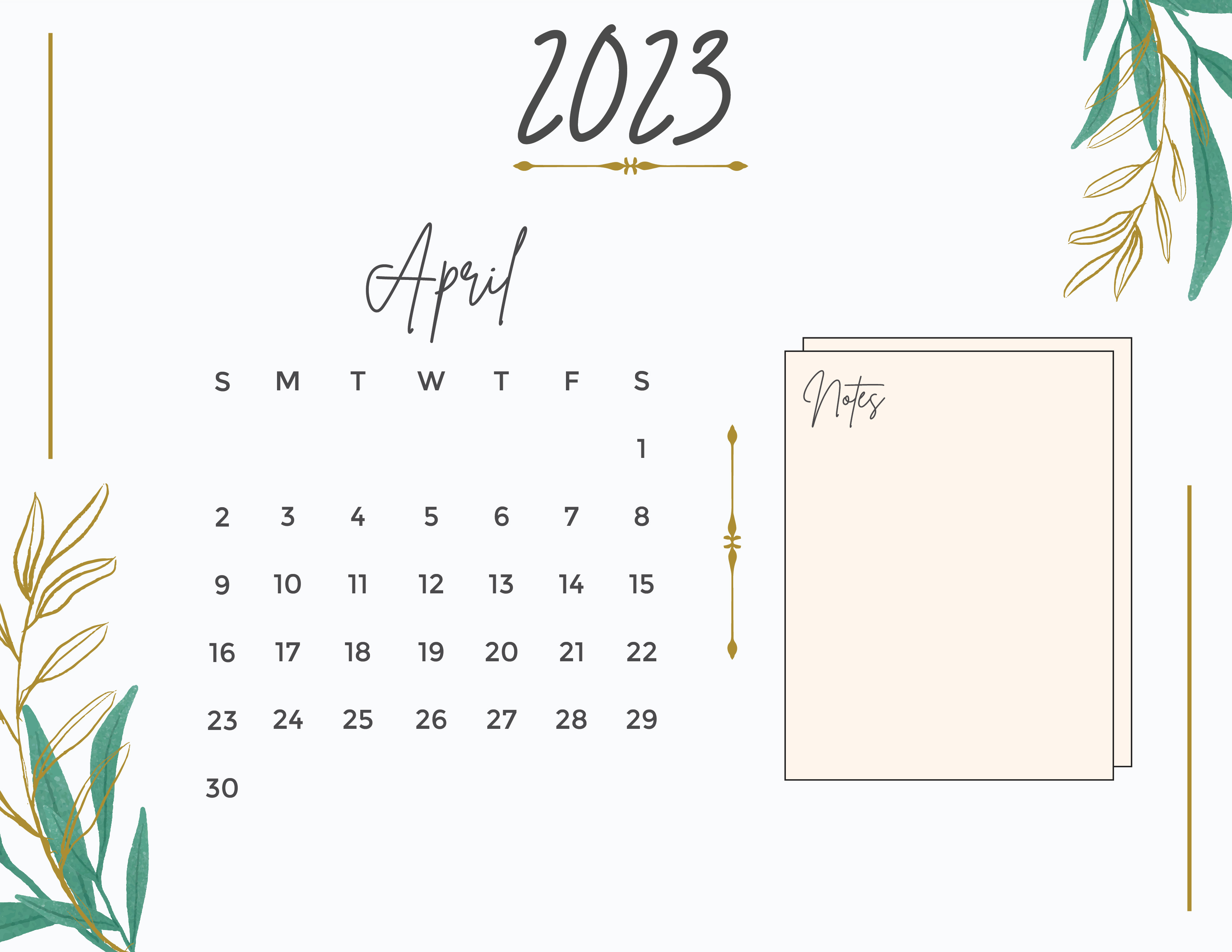 Free Calligraphy 2023 Calendar Template to Edit Online