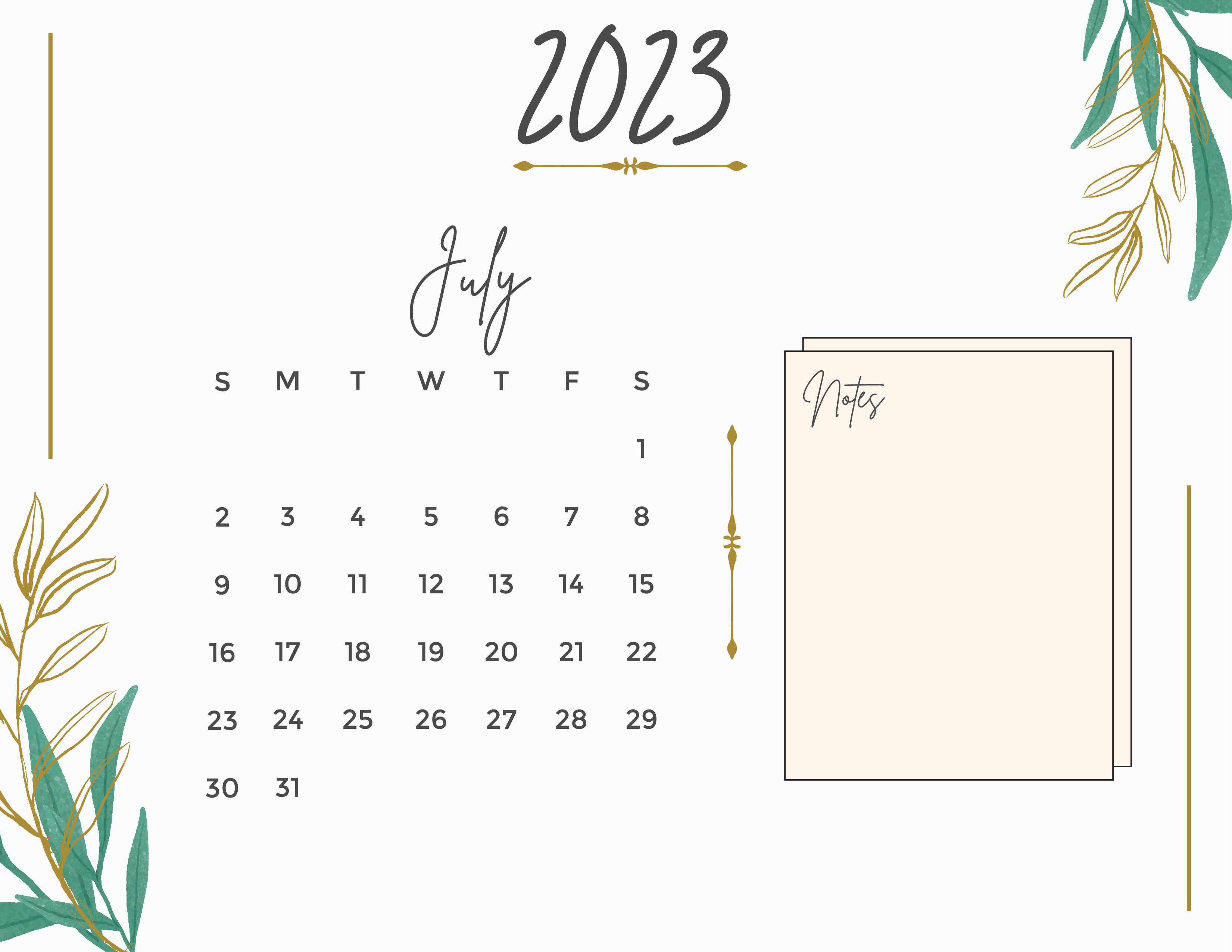 Free Calligraphy 2023 Calendar Template to Edit Online