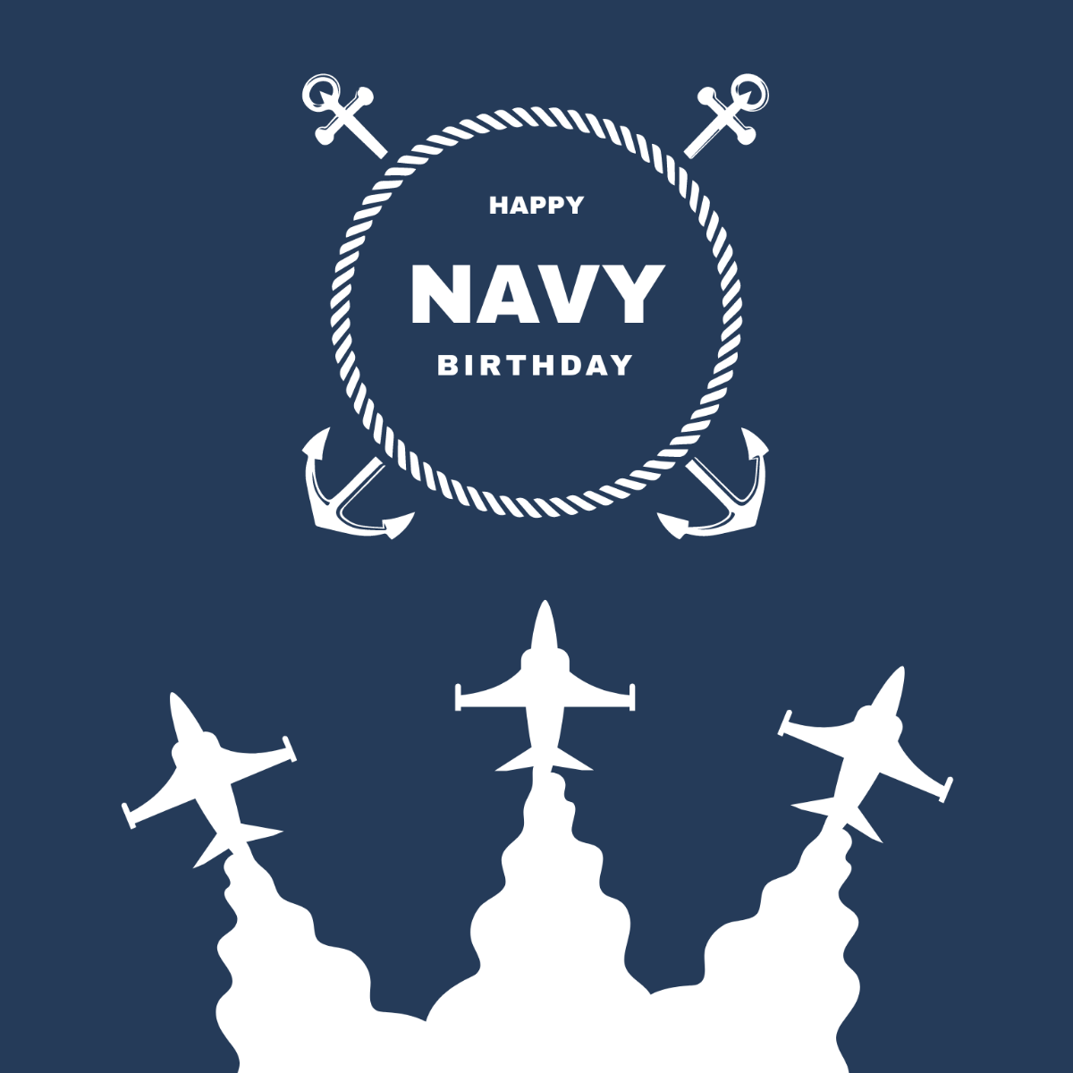 Navy Birthday Cartoon Vector Template