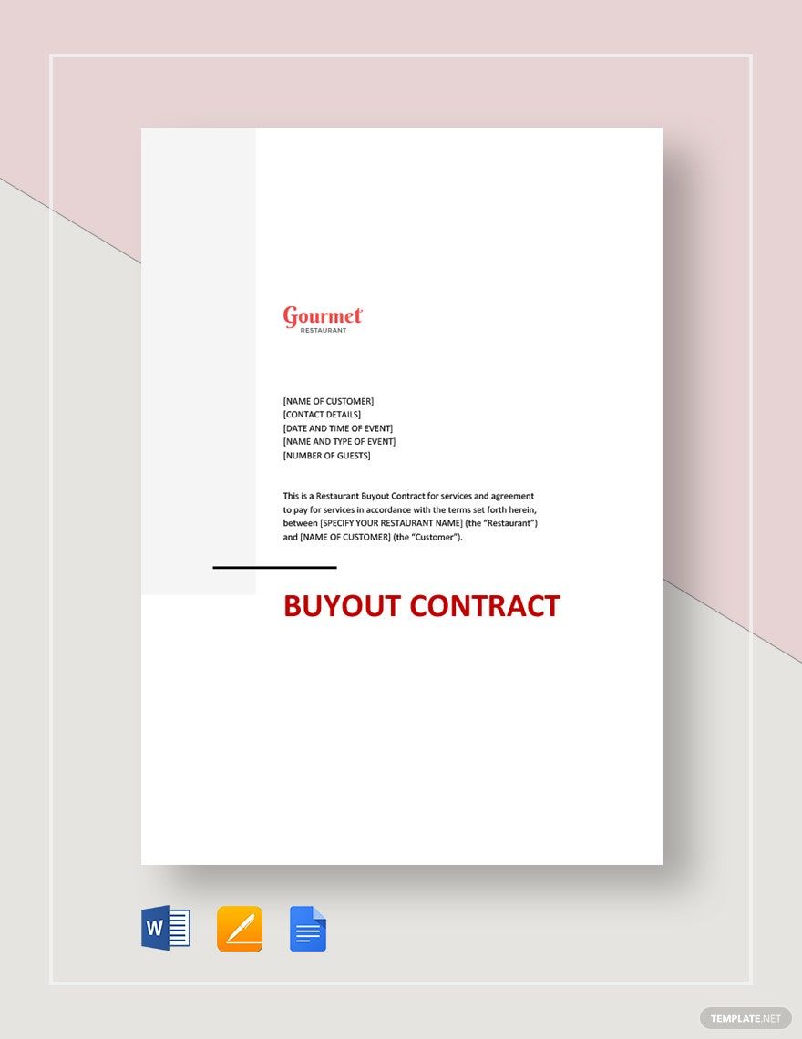 Restaurant Buyout Contract Template