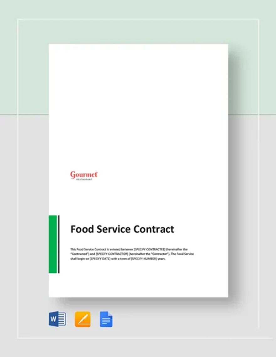 Restaurant Food Service Contract Template in Word, Google Docs, Apple Pages