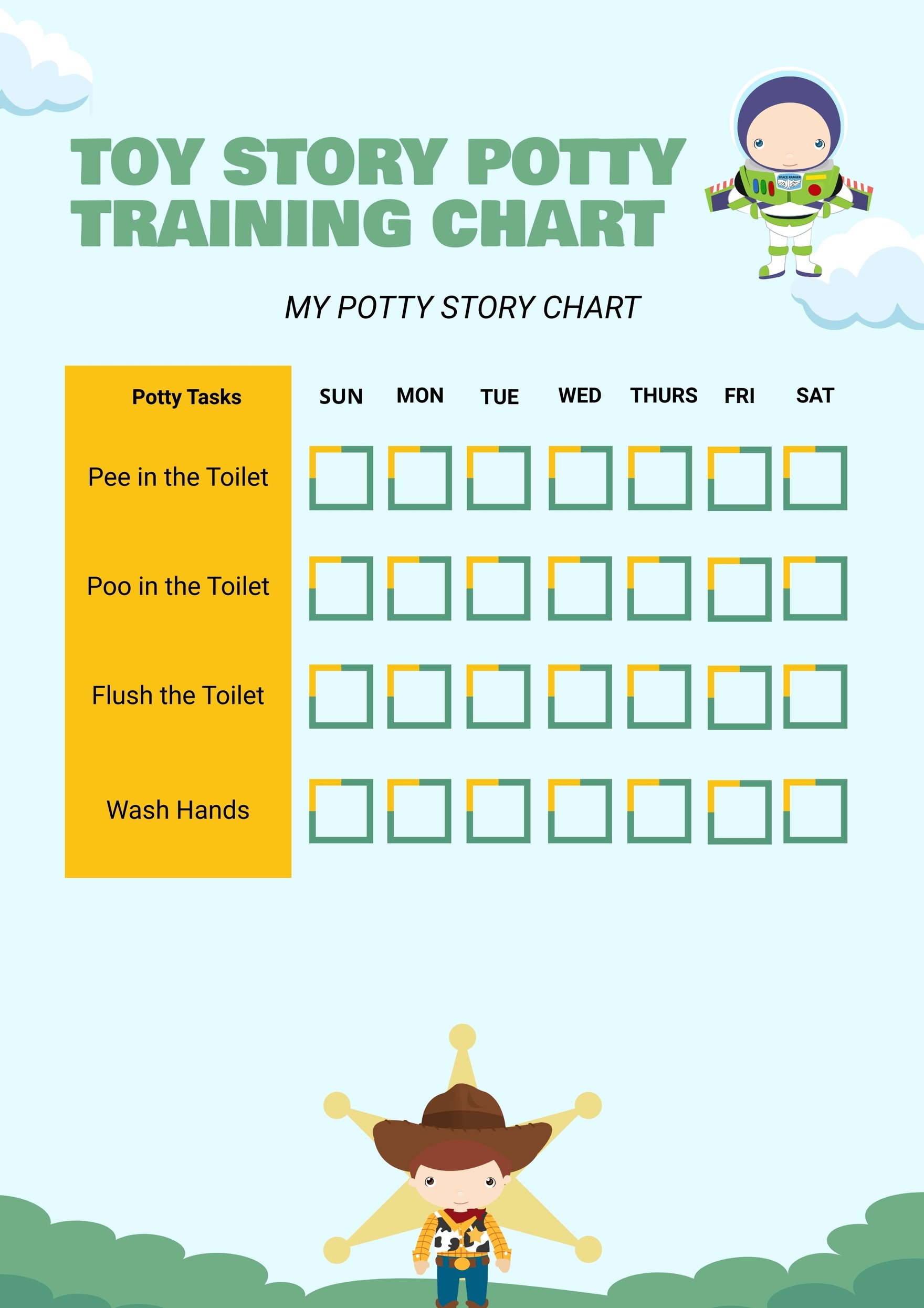 Toy Story Potty Training Chart in PDF, Illustrator