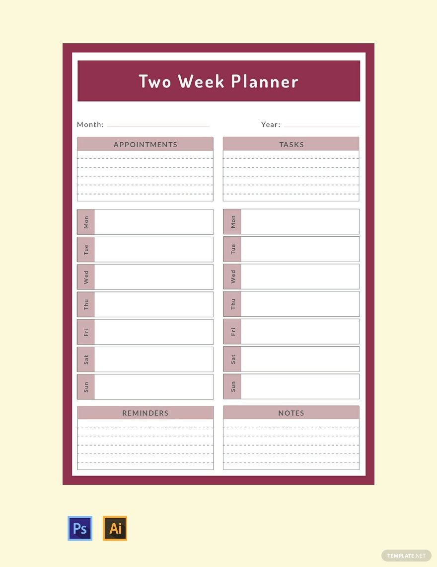 Two Week Planner Template