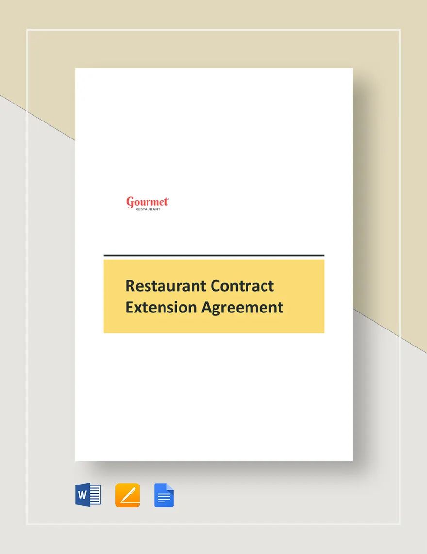 Restaurant Contract Extension Agreement Template