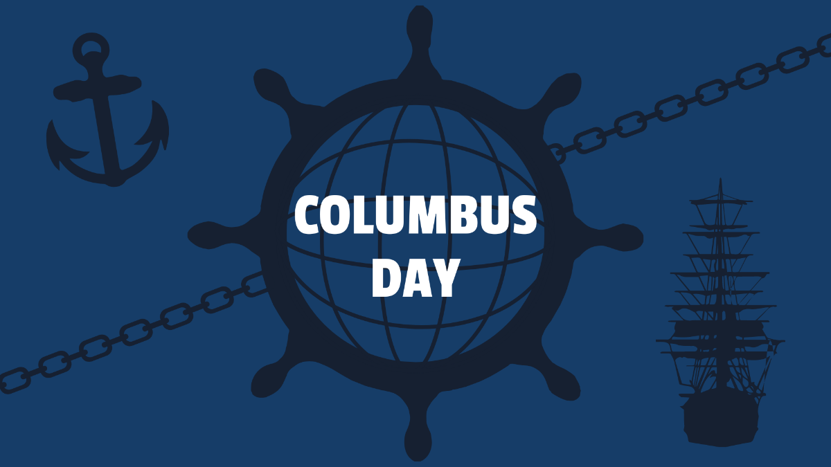 Columbus Day Blue Background Template