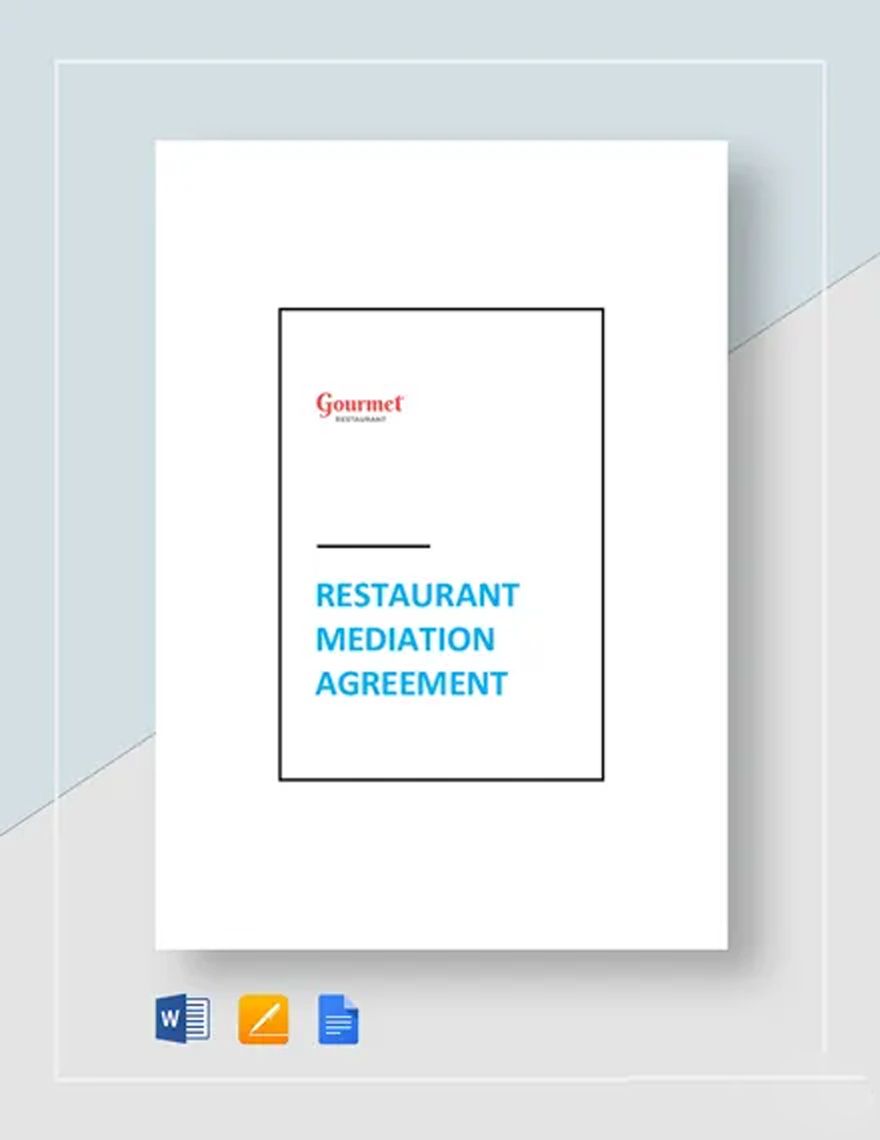 Restaurant Mediation Agreement Template