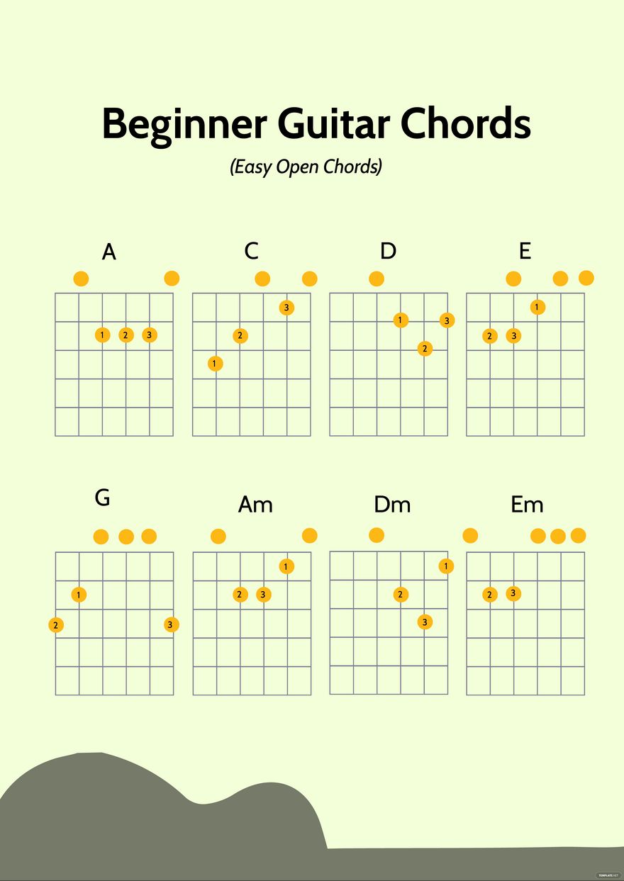 Beginner Guitar Chords Chart in Illustrator, PDF - Download