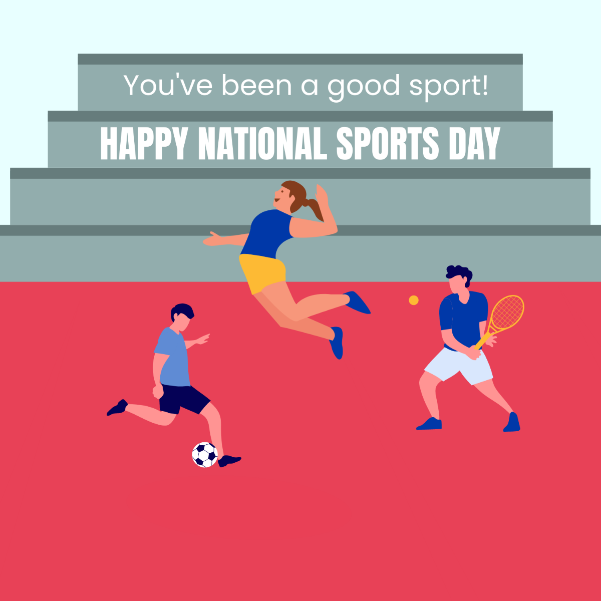 Free National Sports Day Greeting Card Vector Template