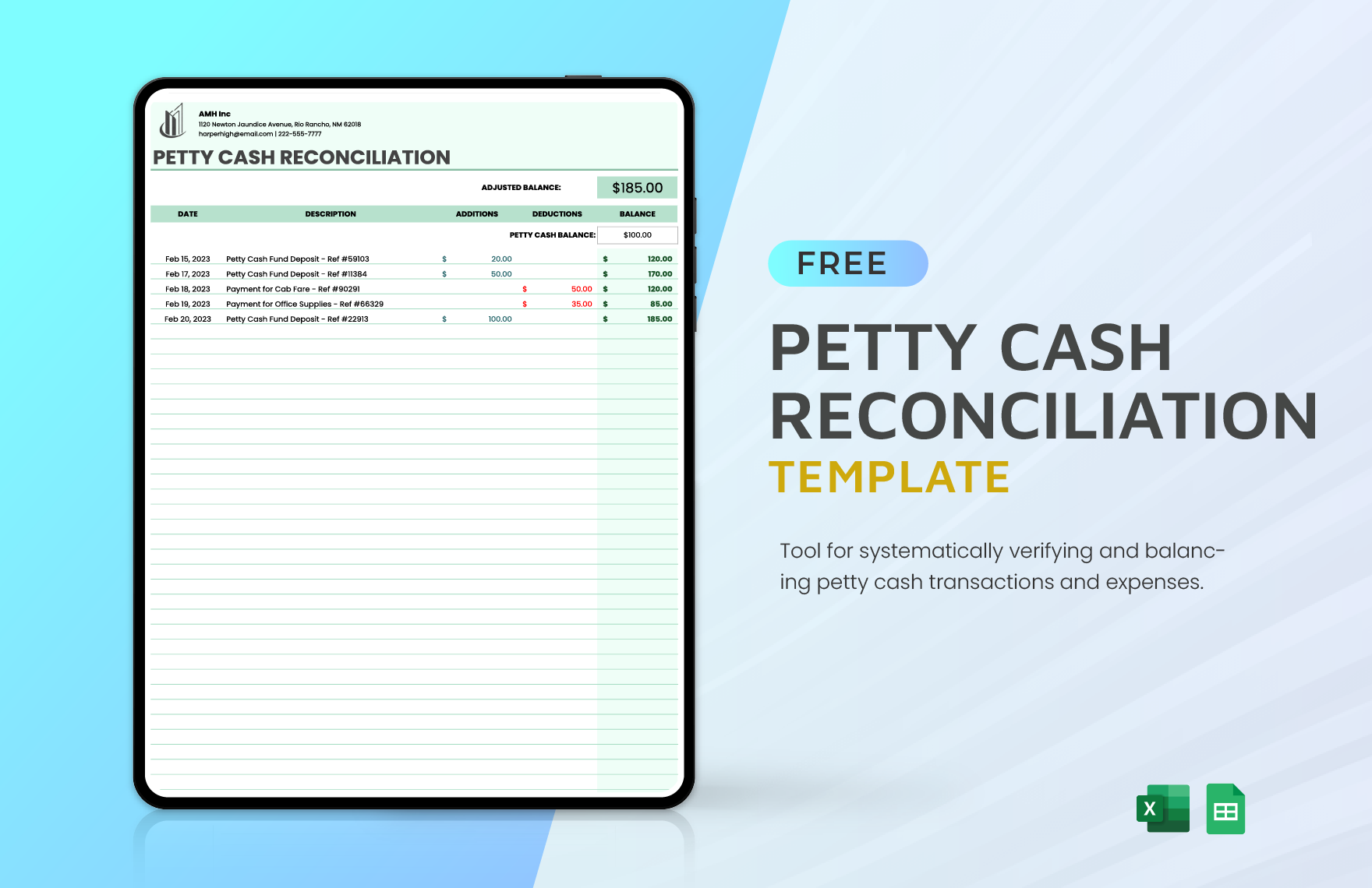 Petty Cash Reconciliation Template