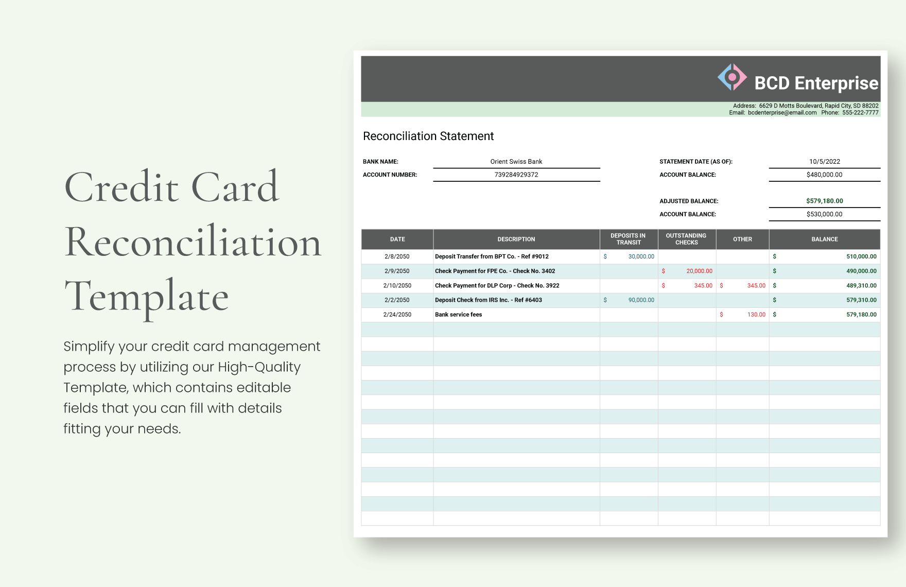 Credit Card Reconciliation Template Google Sheets, Excel