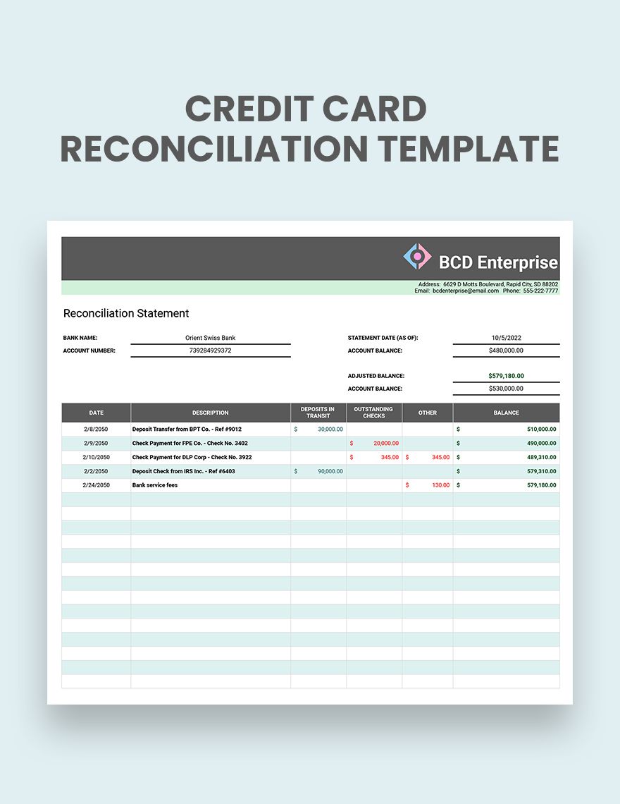 Credit Card Reconciliation Template Google Sheets, Excel