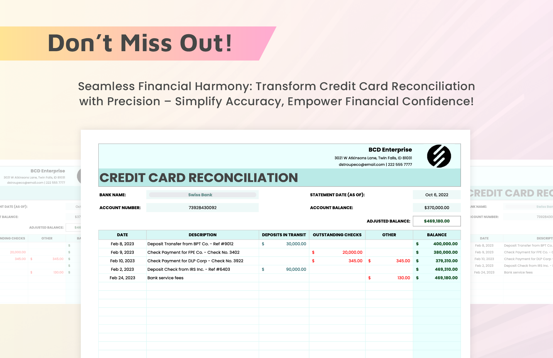 Credit Card Reconciliation Template