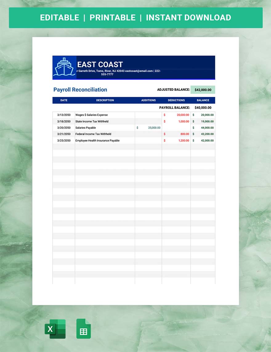 Payroll Reconciliation Template