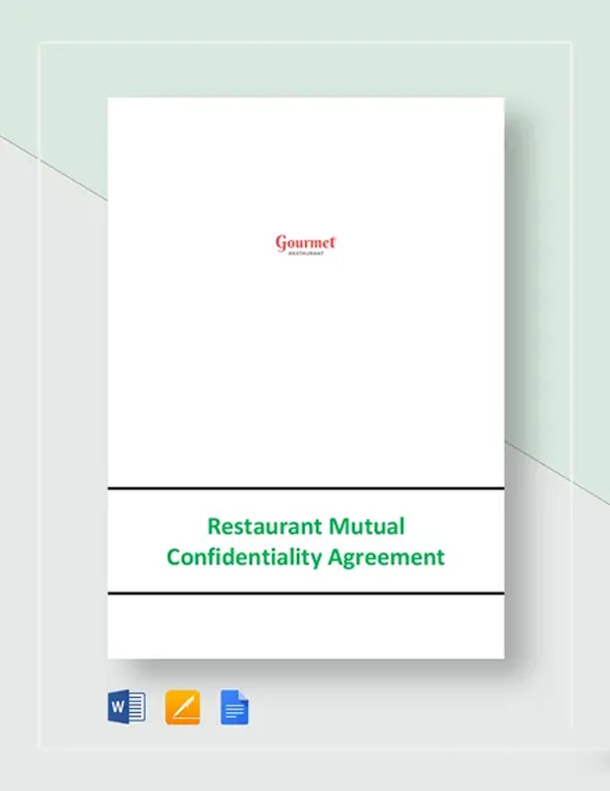 Restaurant Mutual Confidentiality Agreement Template