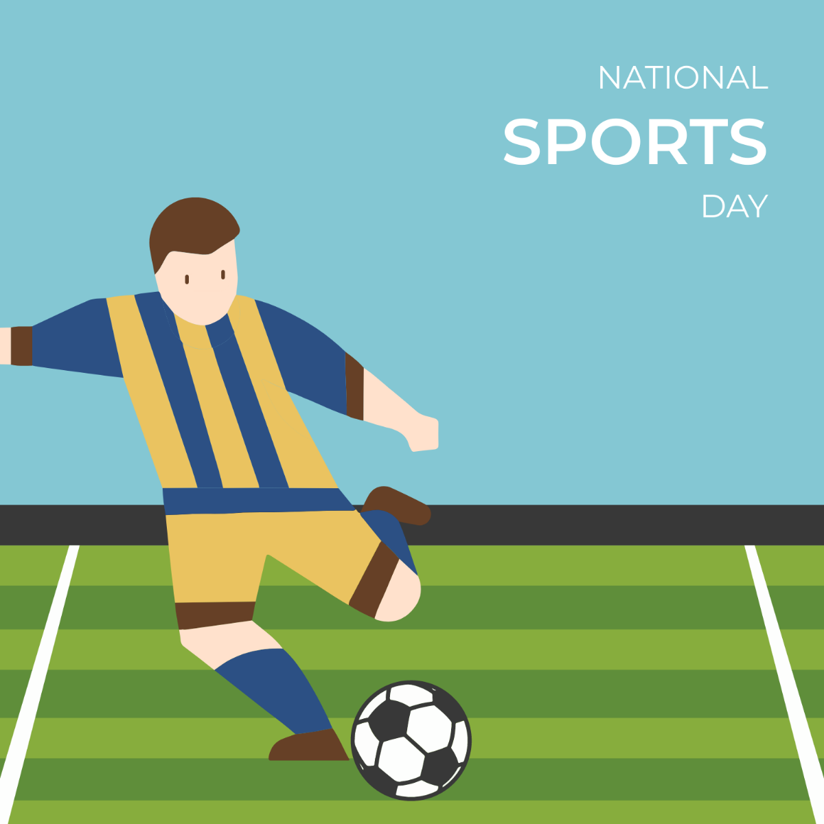 Free National Sports Day Drawing Vector Template