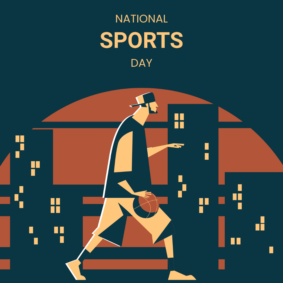 National Sports Day Cartoon Vector Template