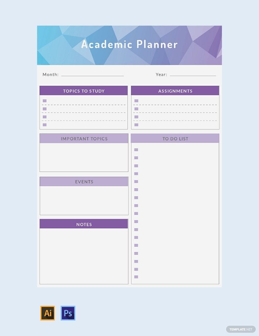 Sample Academic Planner Template