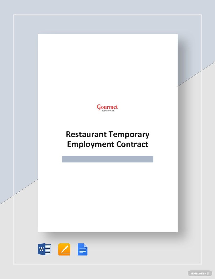 Restaurant Temporary Employment Contract Template