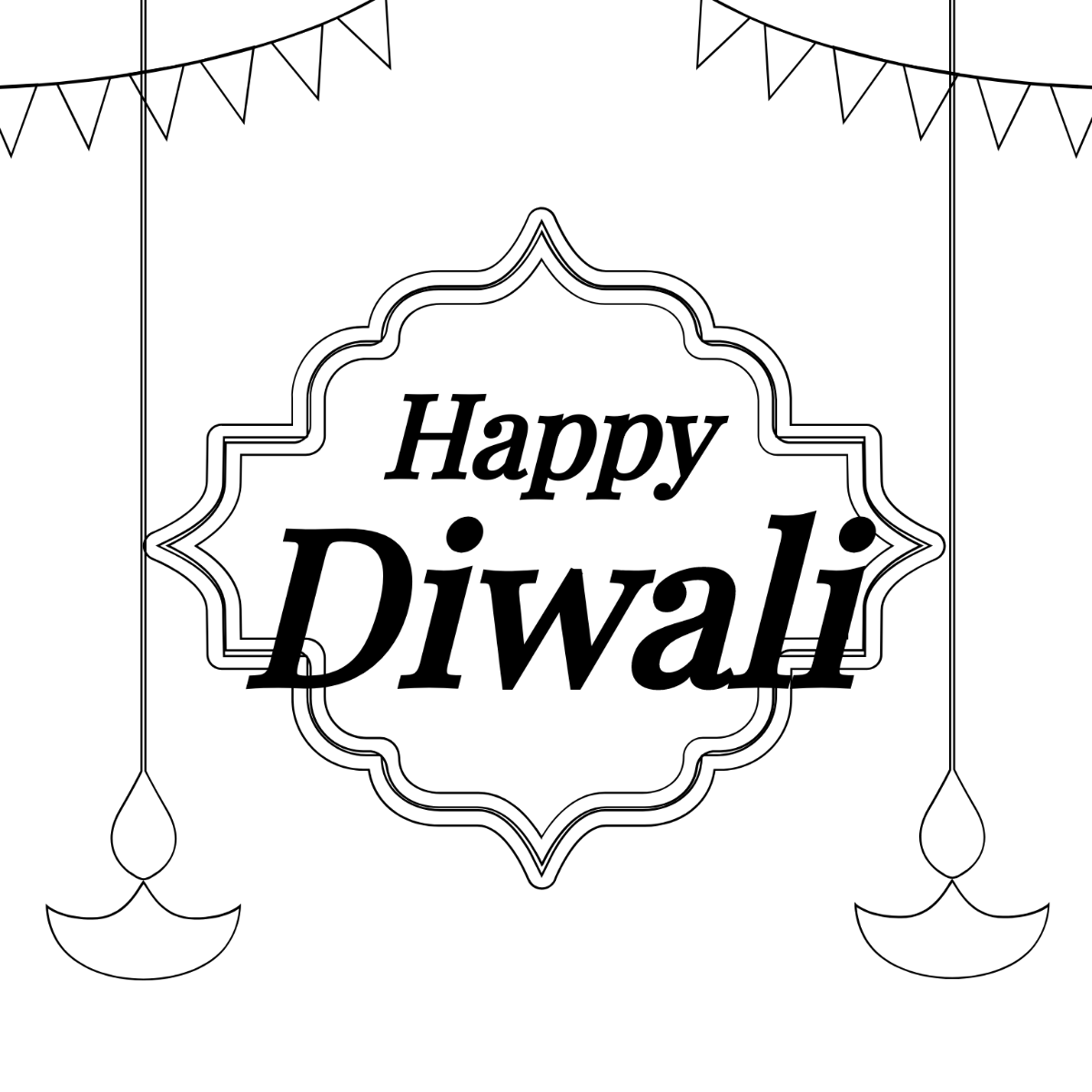 Happy Diwali Drawing Template