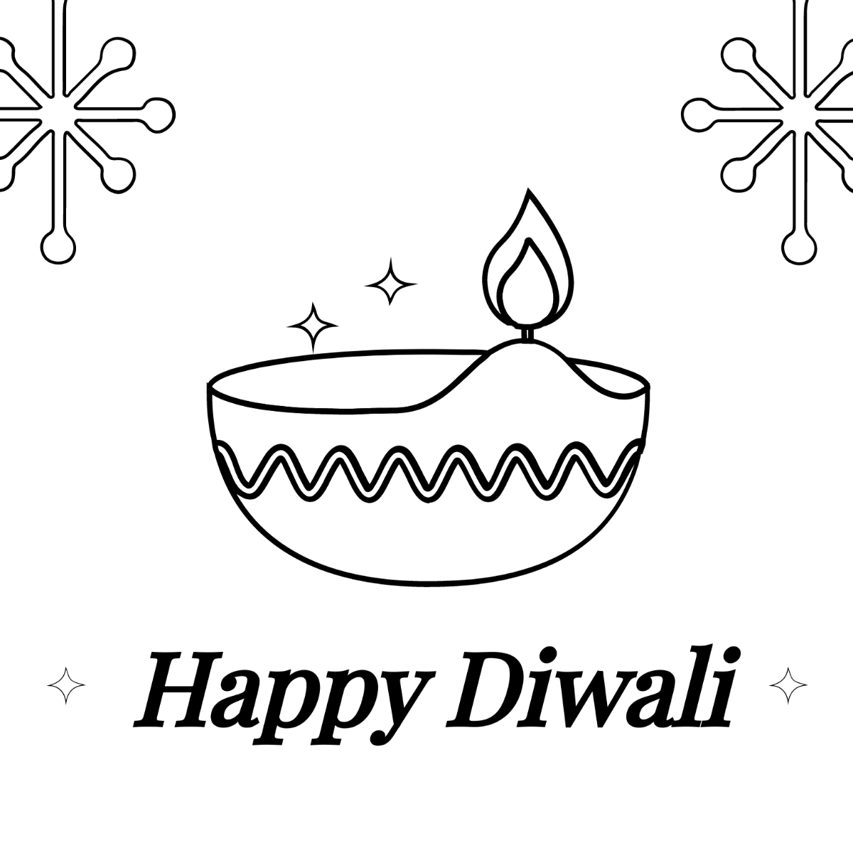 Cute Diwali Drawing Template