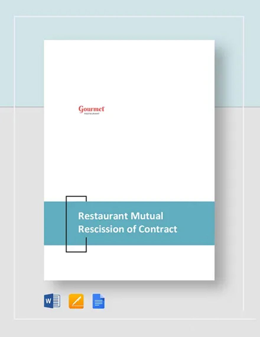 Restaurant Mutual Rescission of Contract and Release Template