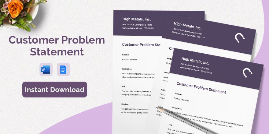 Customer Problem Statement Template in Word, Google Docs, Apple Pages