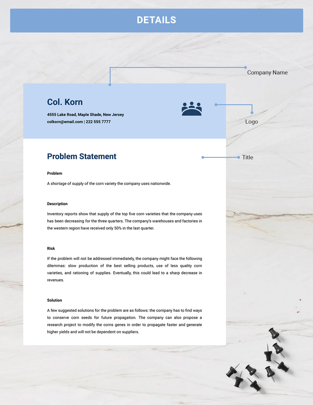 Project Problem Statement Template - Google Docs, Word, Apple Pages 