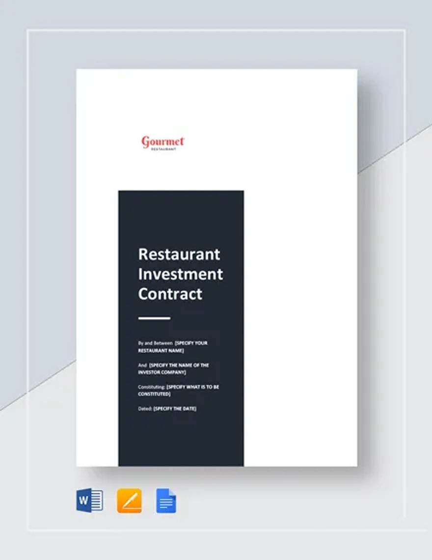 Restaurant Investment Contract Template