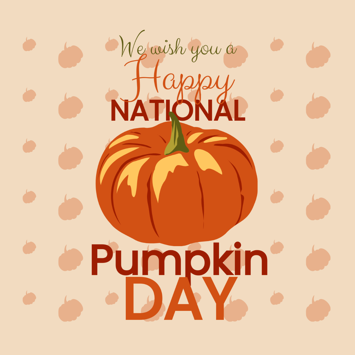 Free National Pumpkin Day Greeting Card Vector Template