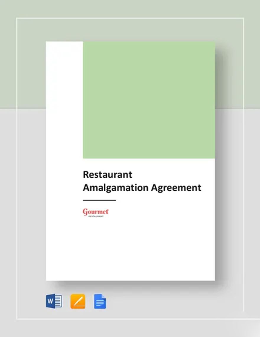Restaurant Amalgamation Agreement Template
