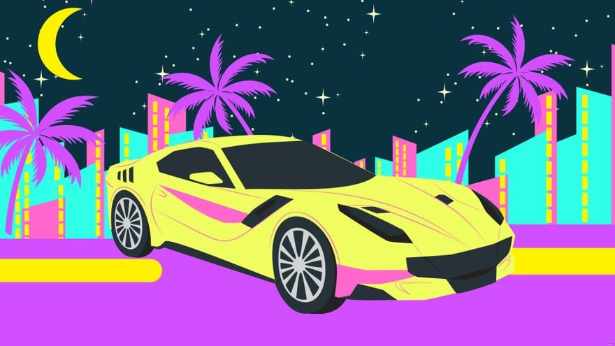 Free Neon Lamborghini Background in Illustrator, EPS, SVG, JPG, PNG