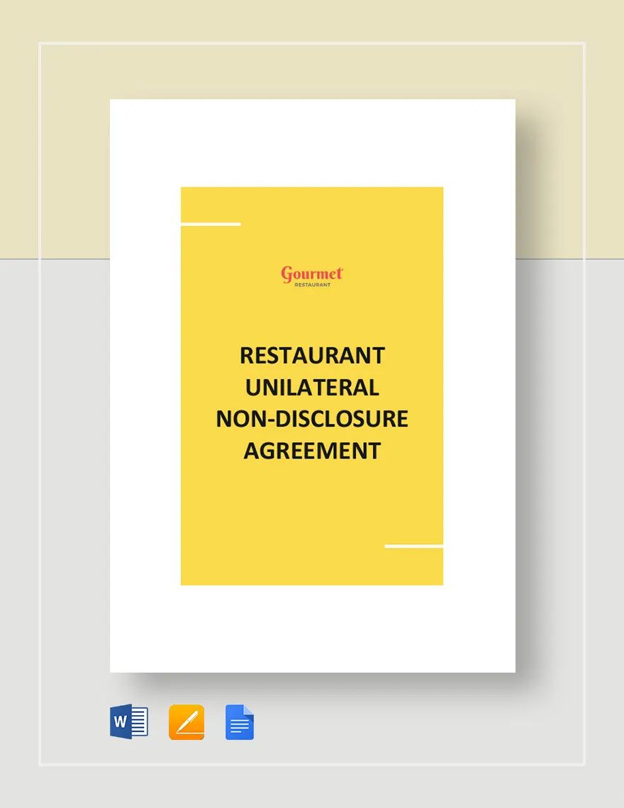Restaurant Unilateral Nondisclosure Agreement Template