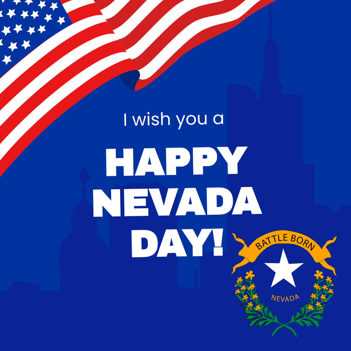 Nevada Day Greeting Card Vector Template