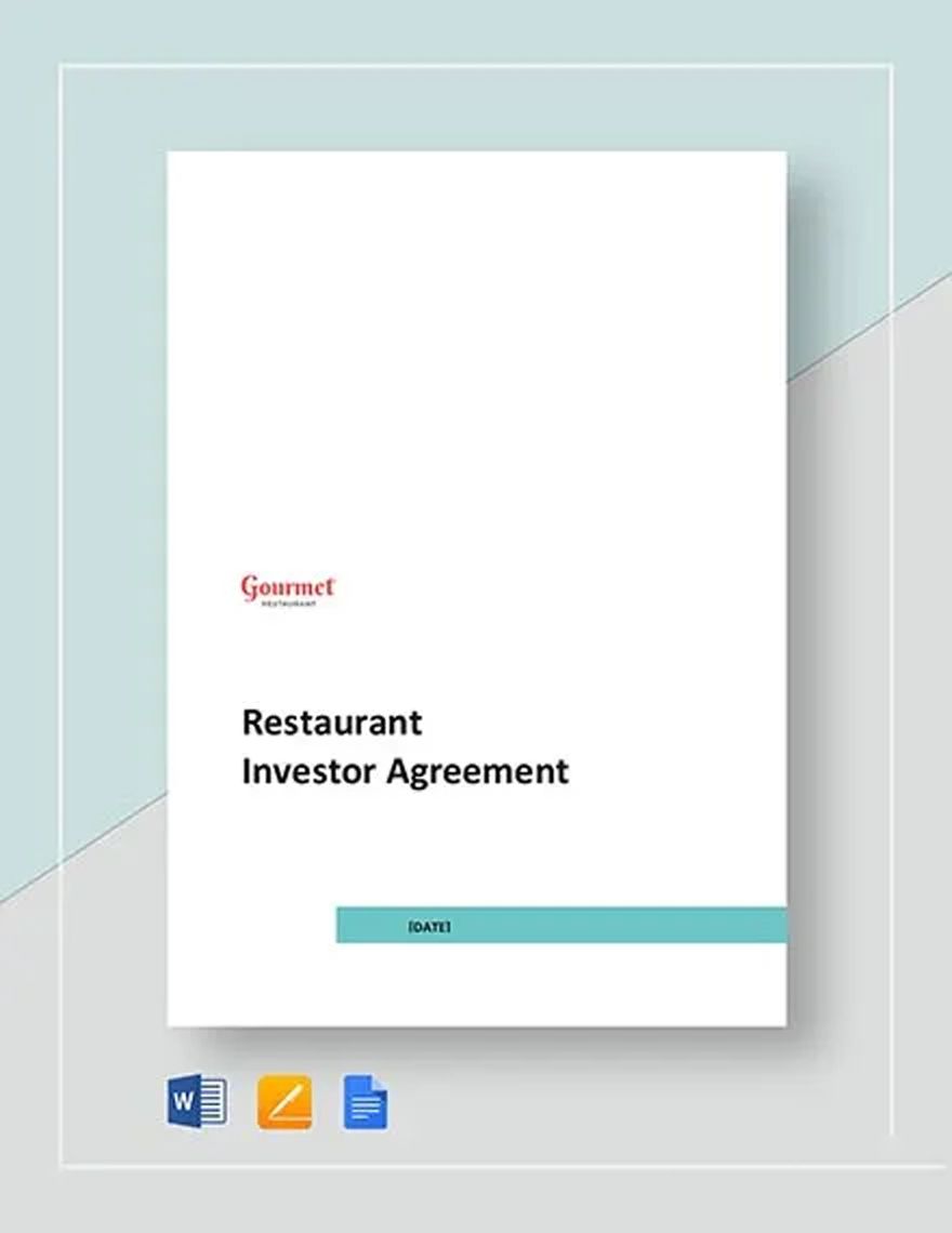 Restaurant Investor Agreement Template