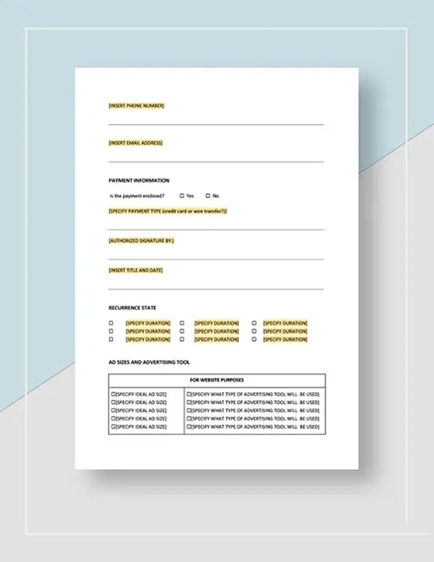 Restaurant Advertising Contract Template