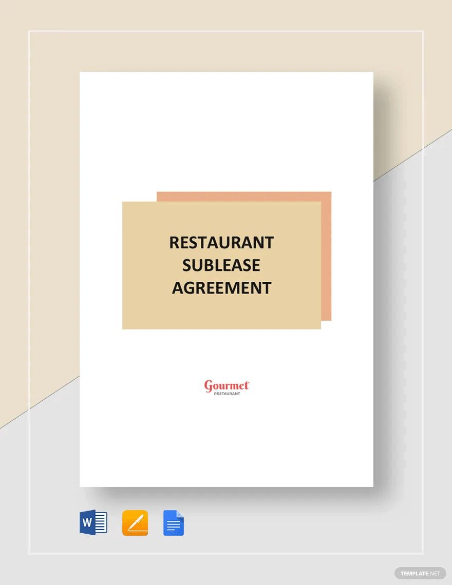 Restaurant Sublease Agreement Template