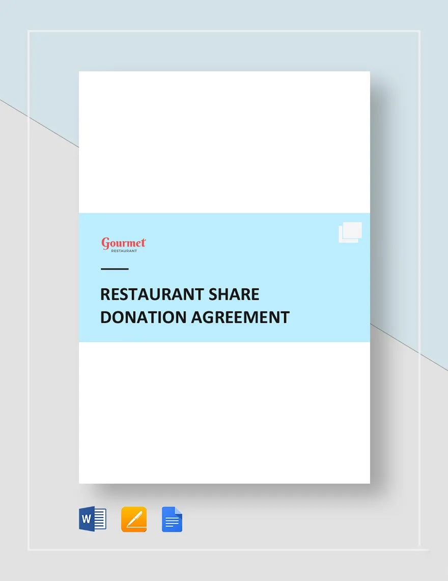 Restaurant Share Donation Agreement Template