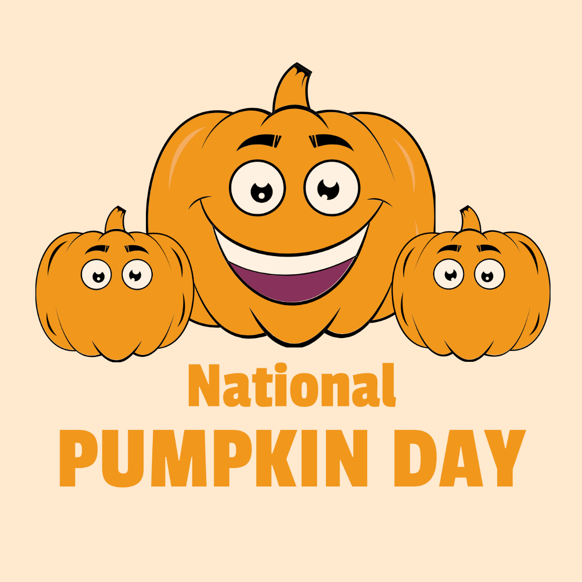 National Pumpkin Day Cartoon Vector Template