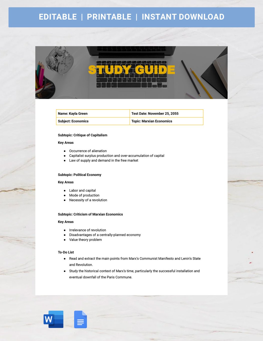 Study Sheet Template Prntbl concejomunicipaldechinu gov co