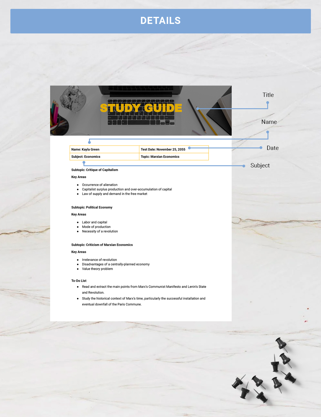 Google Docs Study Guide Template