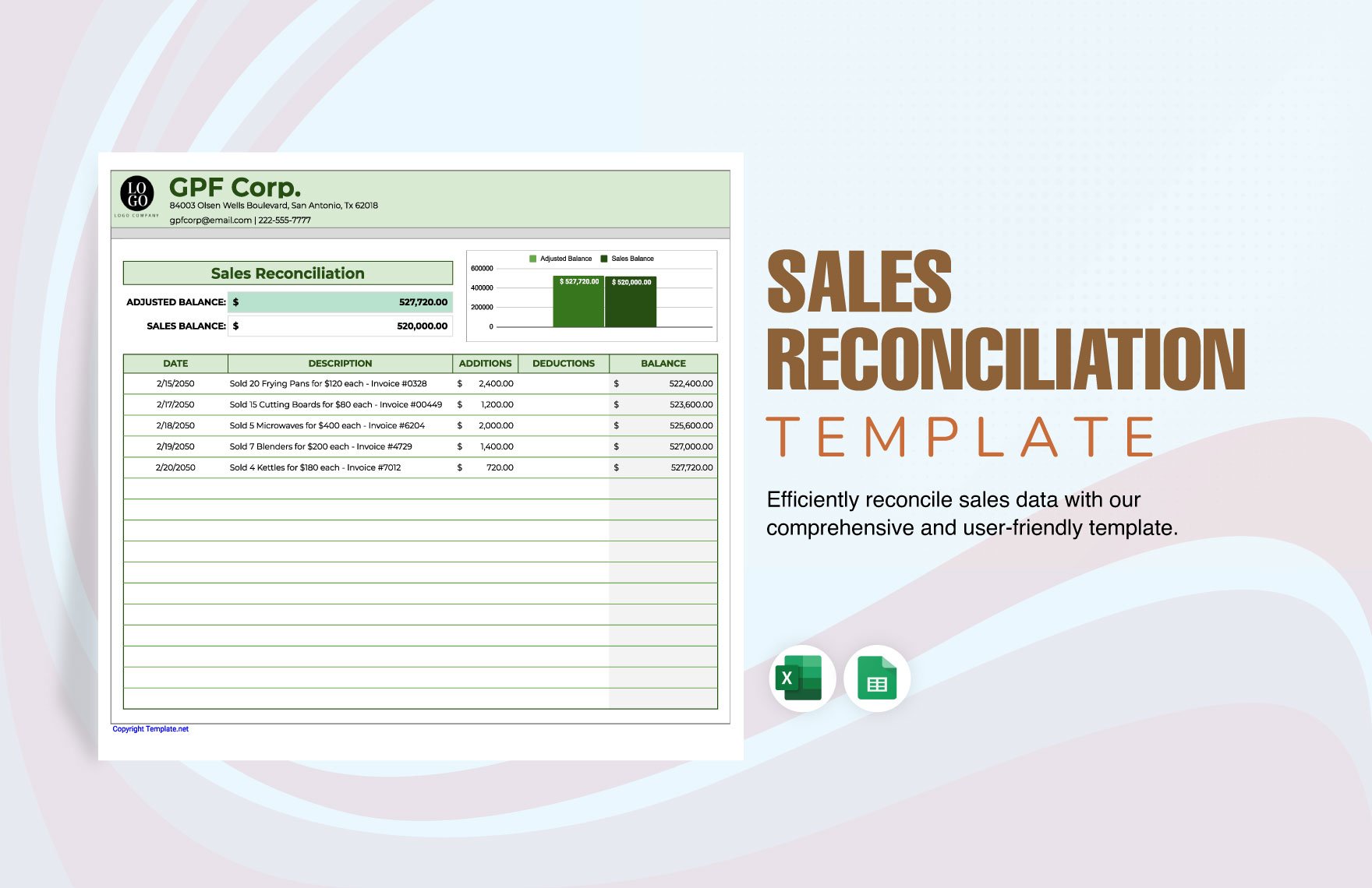 Free Sales Reconciliation Template in Excel, Google Sheets