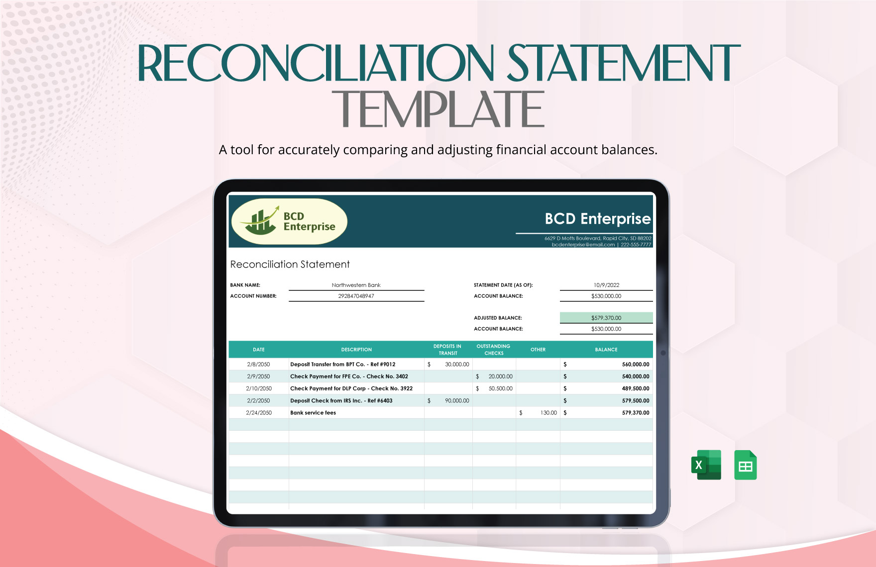 Reconciliation Statement Template